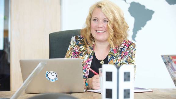 Leah Hutcheon during a meeting in the Appointedd Edinburgh office. 